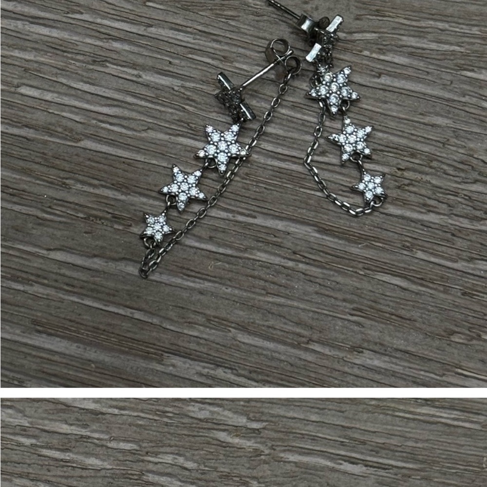 Star Chain Earrings with Crystals